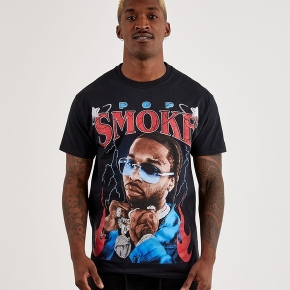 Pop Smoke Rap Size S Colourful Short Sleeve Tee Bold Graphic Print 100% Cotton